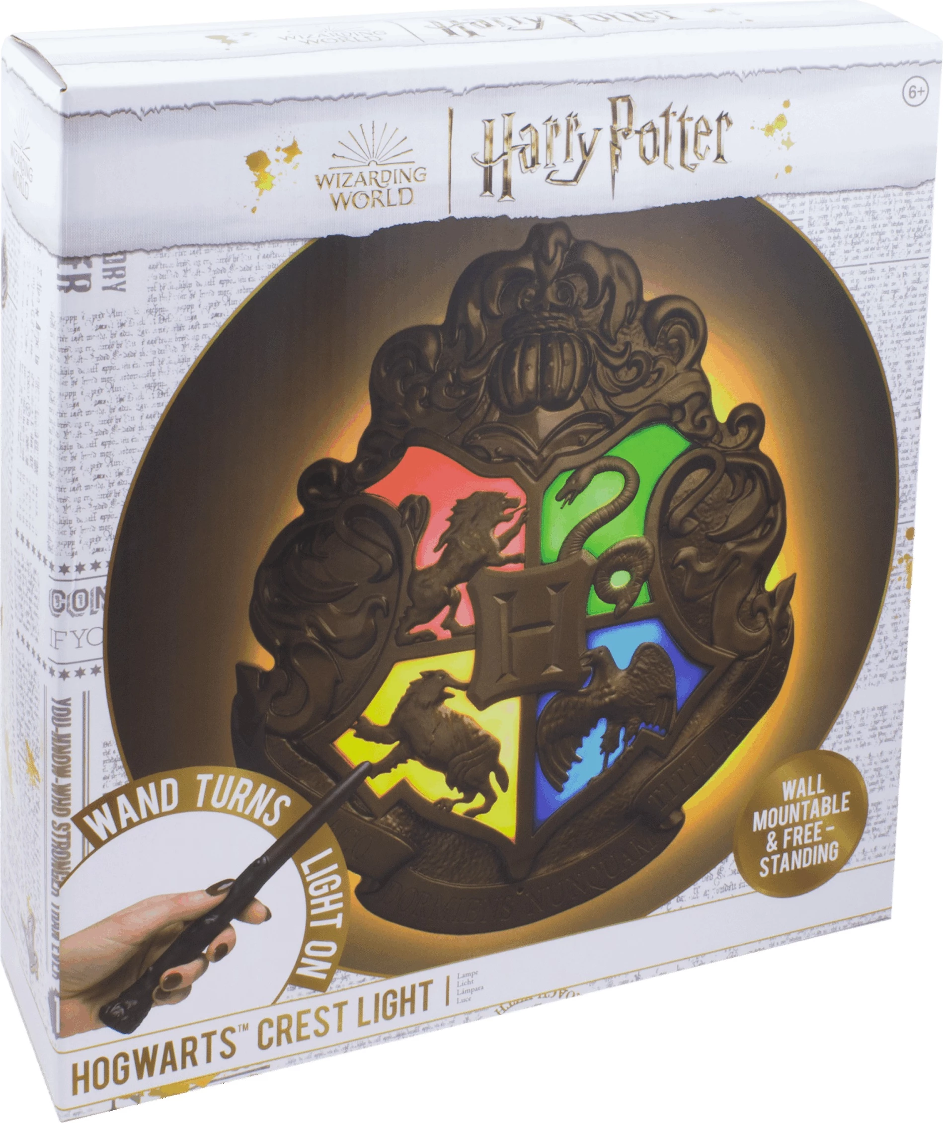 Lampë tavoline Paladone Harry Potter Hogwarts Crest 35 cm me telekomandë shkop, shumëngjyrëshe