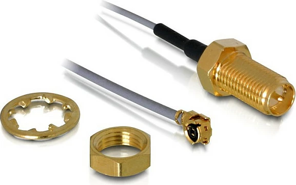 Kabllo adapter antene WLAN DeLOCK, SMA bulkhead, 0.2 m, gold