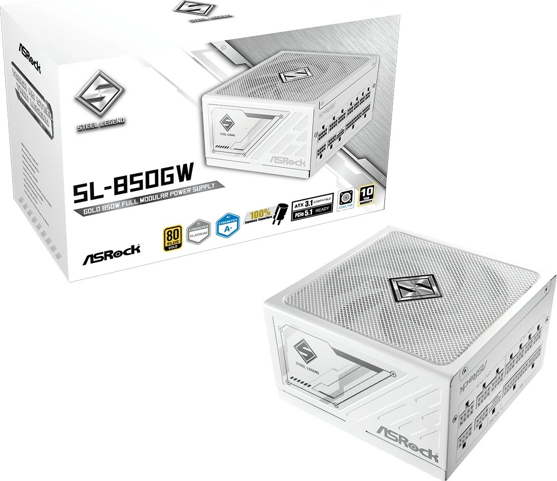 Furnizues energjie PC ASRock SL-850GW 850W 80 PLUS Gold plotësisht modular i bardhë