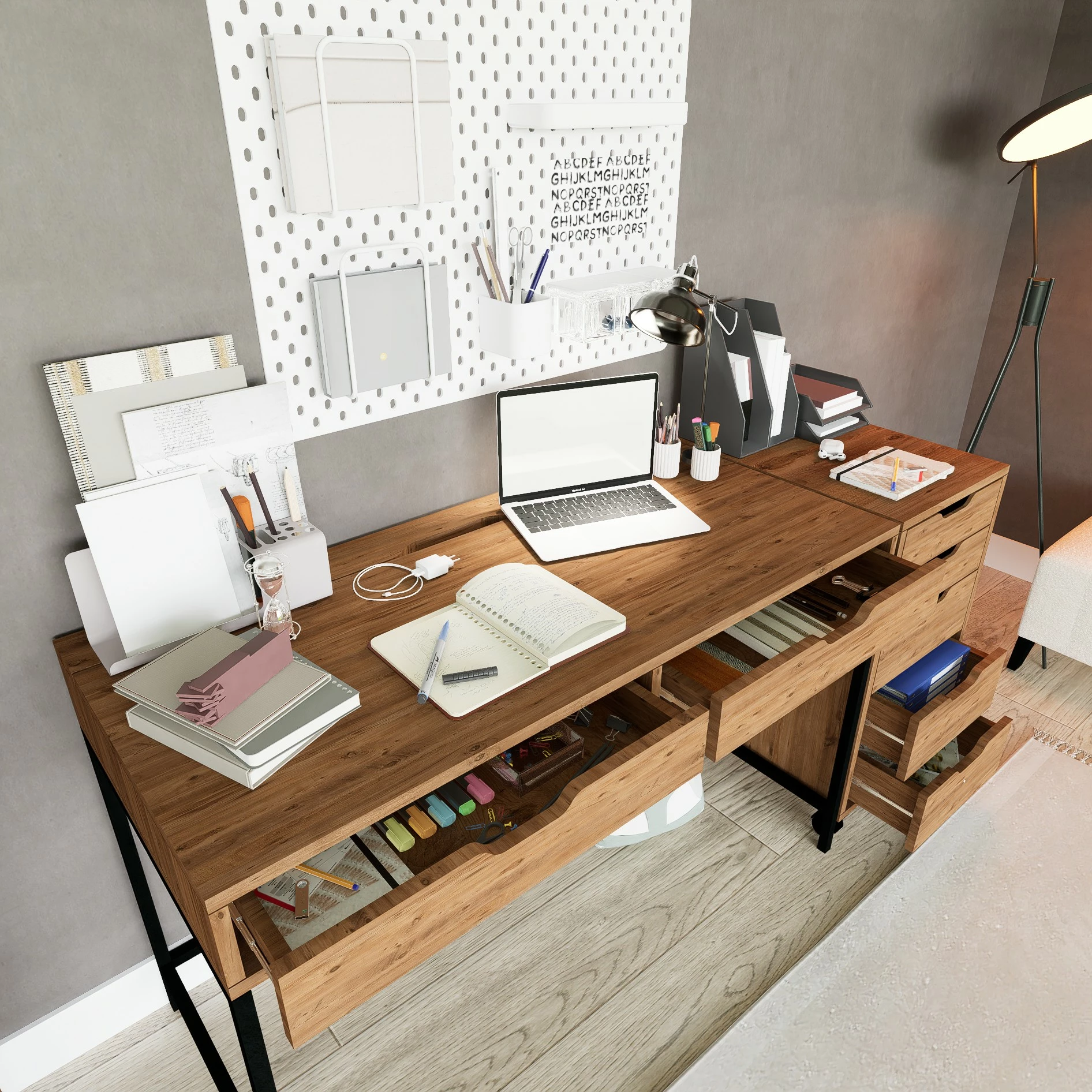 Tavolinë pune për studim, ngjyrë Atlantic Pine, Skye Decor Atlas 1600-59