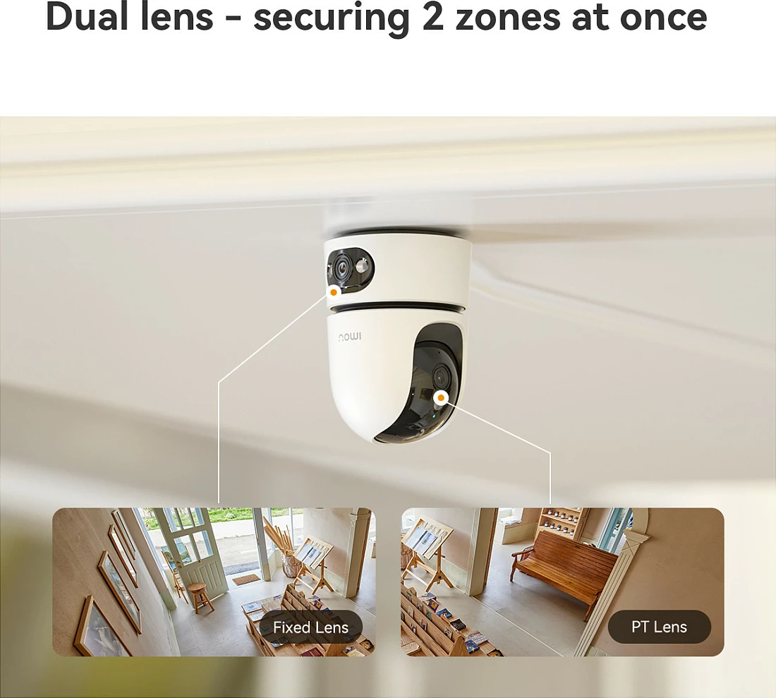 Kamerë sigurie IP Imou Ranger Dual Pro 6MP, Wi‑Fi 6, PTZ 360°, MicroSD, e bardhë