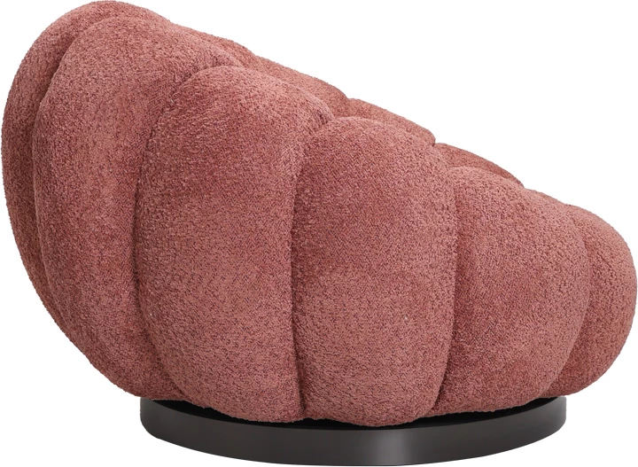 Karrige rrotulluese Nester, stof boucle, ngjyrë mollë e kalbur, 98x97x69cm