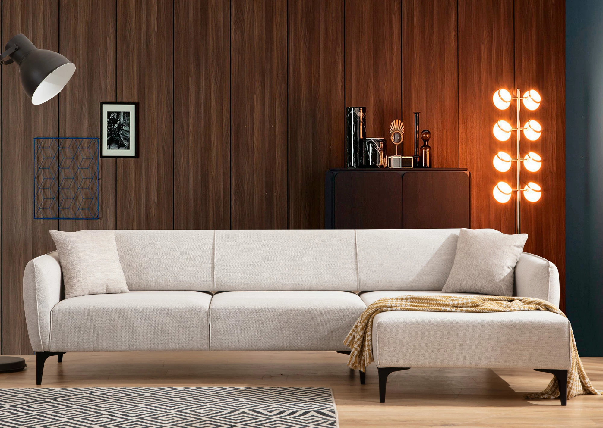 Kënd-sofë Atelier del Sofa, Belissimo, kënd i djathtë, ngjyrë of-white