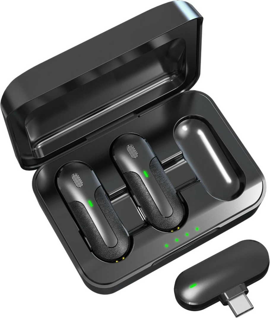 Set mikrofonash wireless Technaxx TX-301, 2 copë, USB-C, i zi