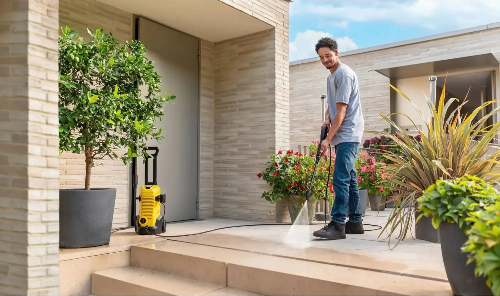 Pastrues me presion i lartë, Karcher, K3 Car & Home (1.676-356.0), 120 bar 380 l/orë 1.6 kW, zorrë 6 m, e verdhë/zi, set Car & Home