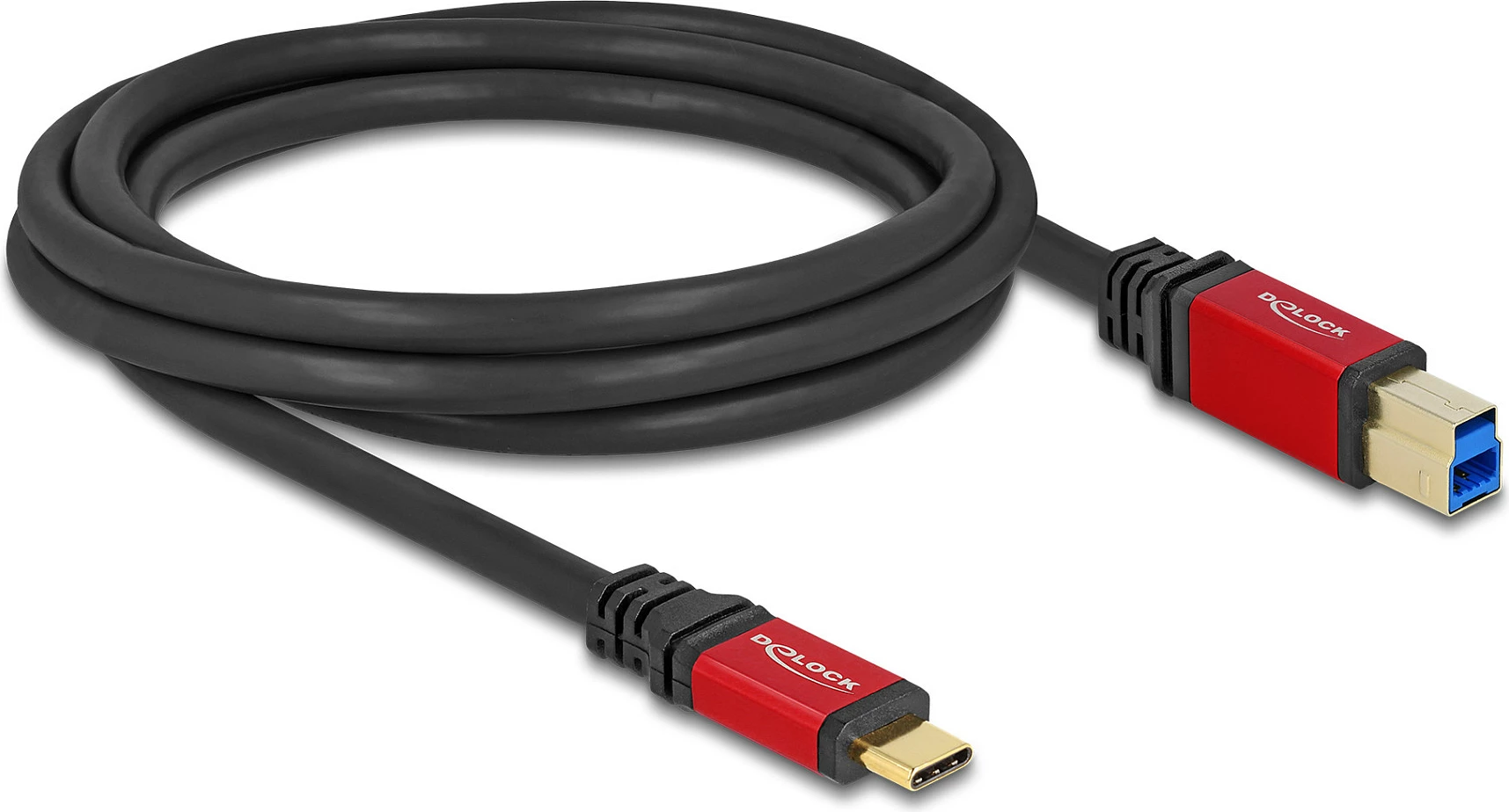 Kabllo USB DeLOCK USB-C në USB-B, 2 m, USB 3.2 Gen 1, 5 Gbps, kuqe/zezë
