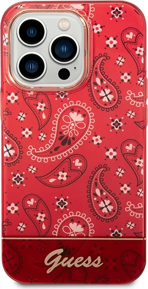 Mbështjellës Guess GUHCP14LHGBNHR për iPhone 14 Pro 6.1", Bandana Paisley, Kuq