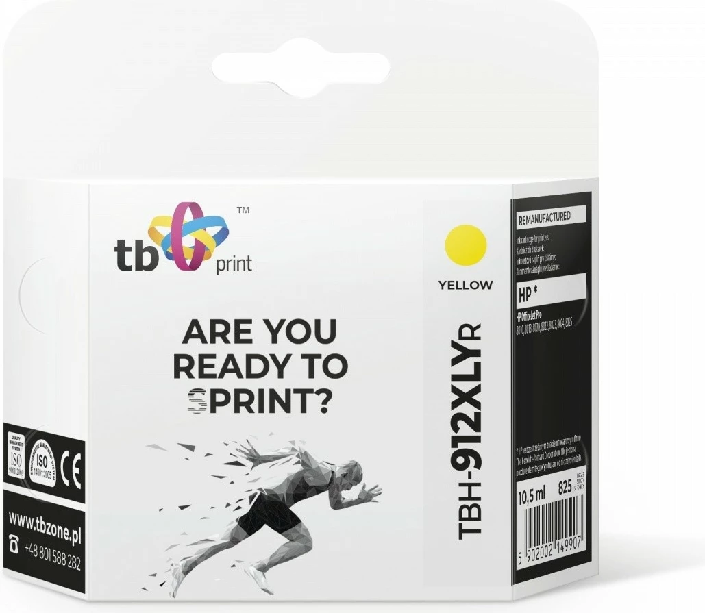 Toner TB Print TBH-912XLYR, për HP OfficeJet Pro 8010/8013/8020/8022/8023/8024/8025, 10.5 ml, e verdhë