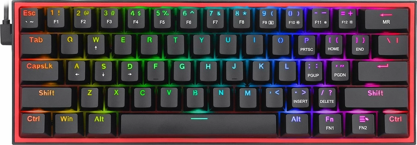Tastierë mekanike gaming Redragon K617 Fizz K617-RGB, 60% (61 taste), RGB, Red Switch, USB-C, e zezë