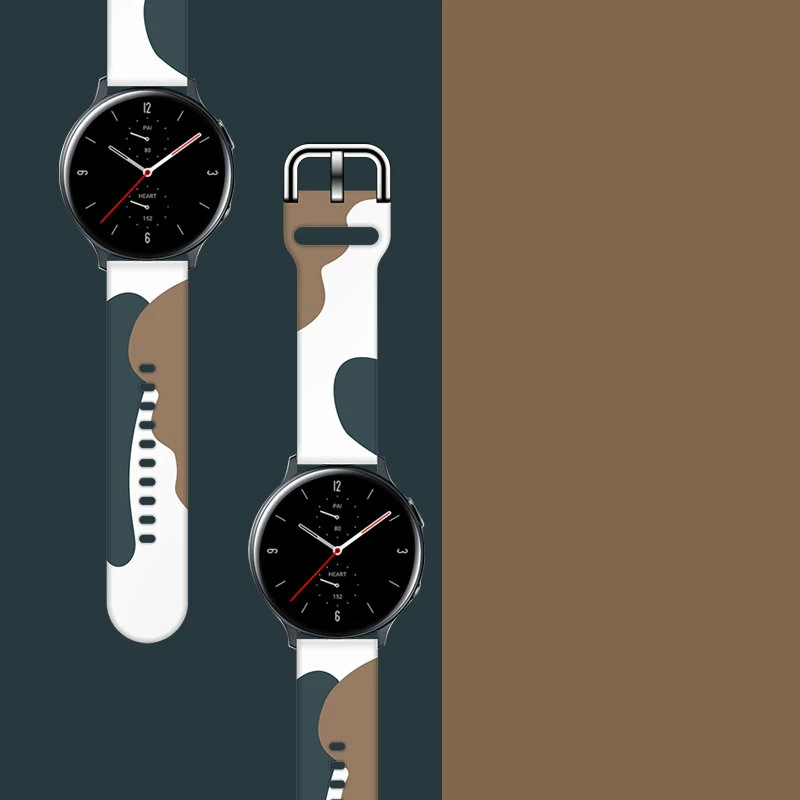 Rrip silikoni për smartwatch Hurtel Strap Moro Band për Samsung Galaxy Watch 46mm, model kamuflazh, Kafe/Vjollcë/Bardhë