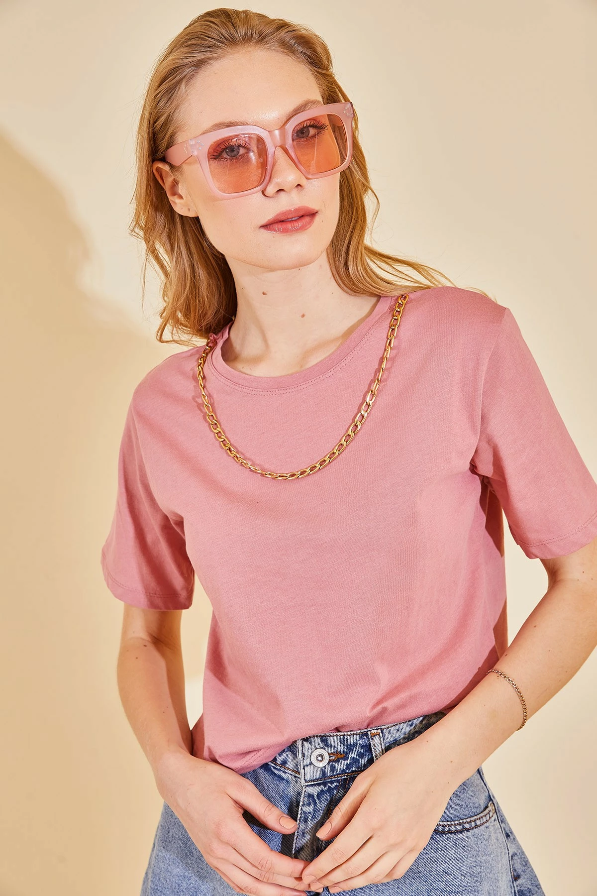 Bluzë për gra, ngjyrë pluhur, Jumeon, X128101