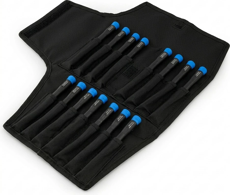 Set kaçavidash precize iFixit Marlin, 15 copë, me çantë, zezë/kaltër