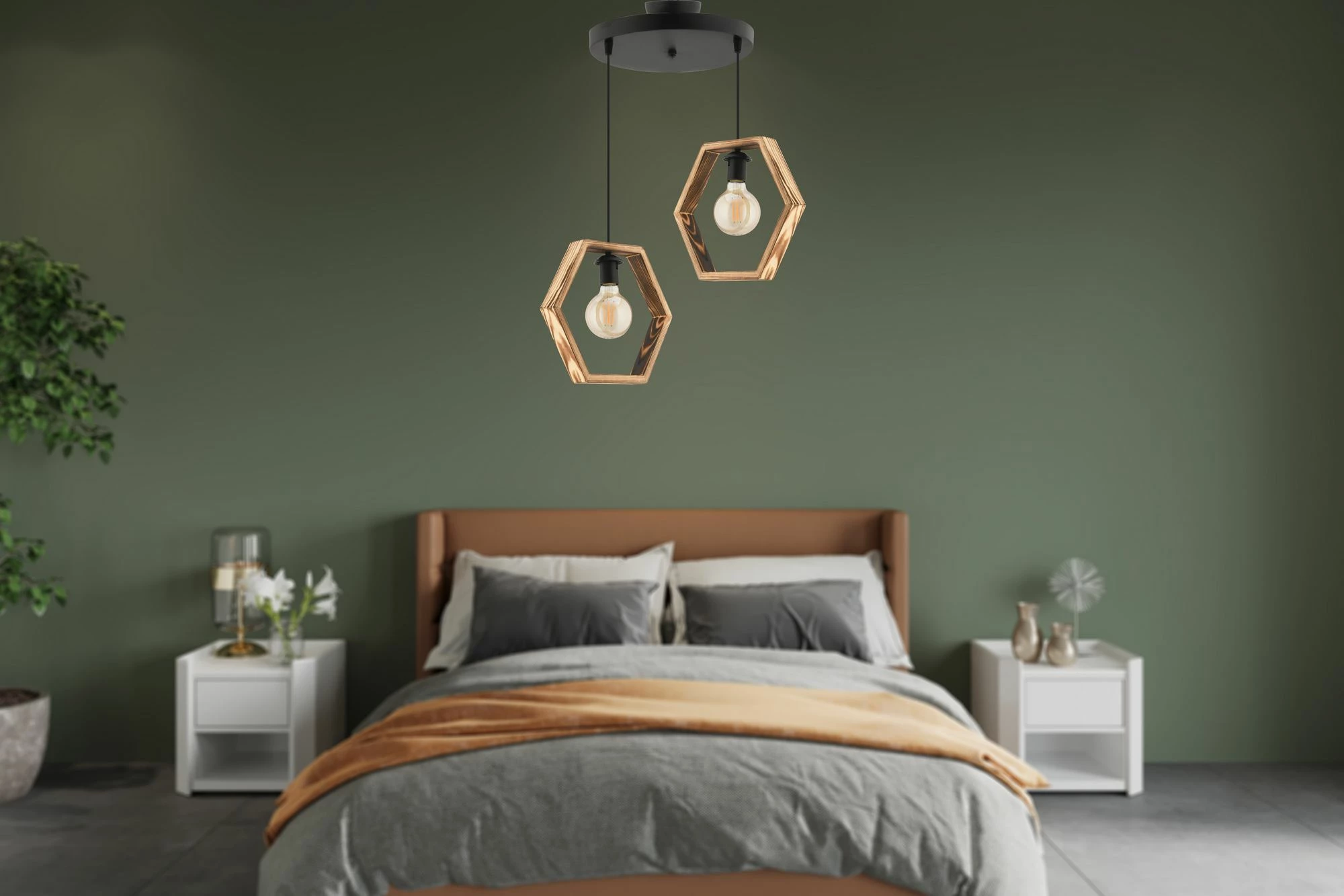 Llambë tavani Opviq, Hexagon Double B, natyrale dhe e zezë