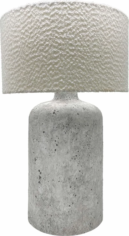 Llambë tavoline Mortar, qeramikë, gri, abazhur liri i bardhë, 22x22x66cm