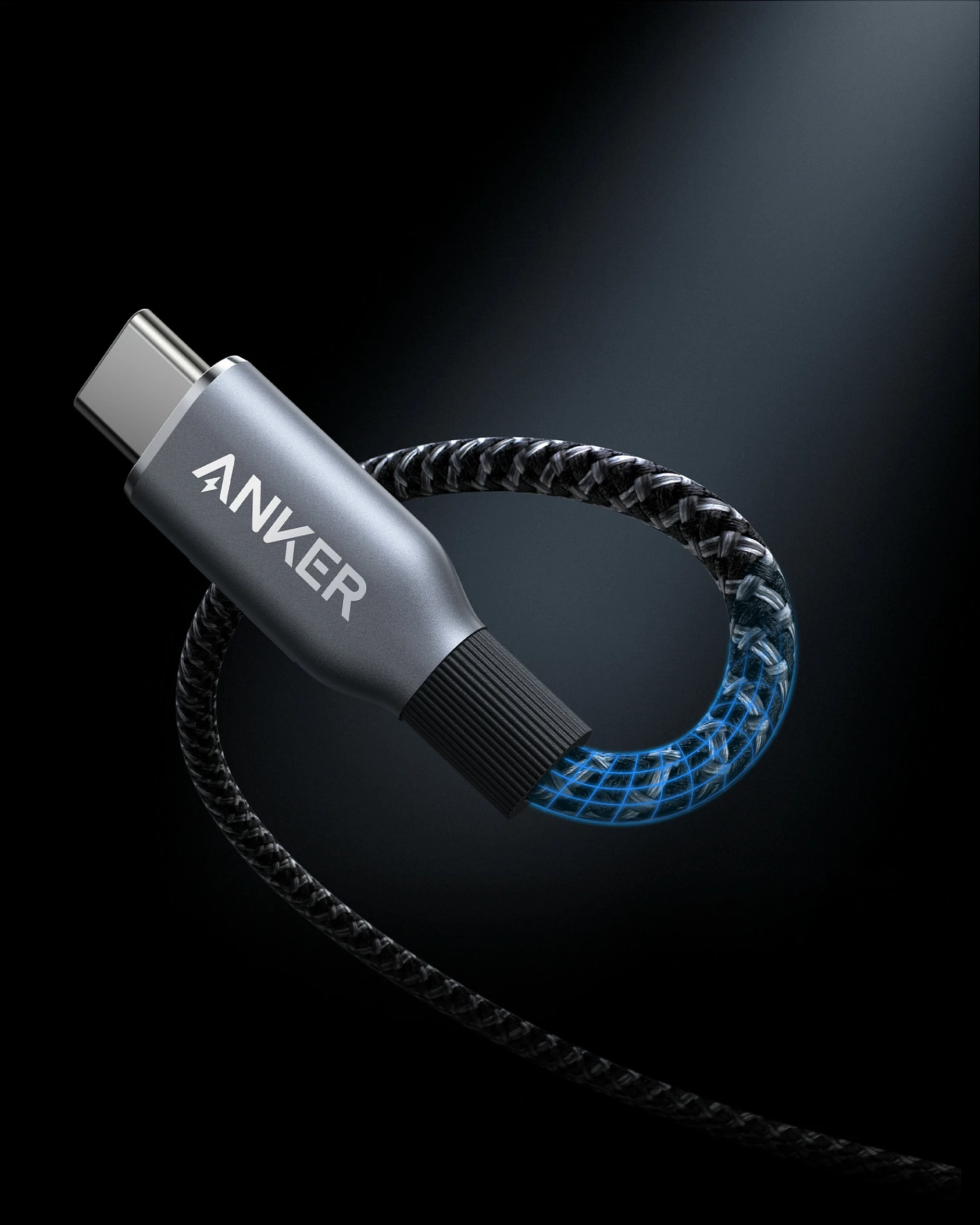 Kabllo USB-C në USB-C Anker Prime, e thurur, gri/zezë