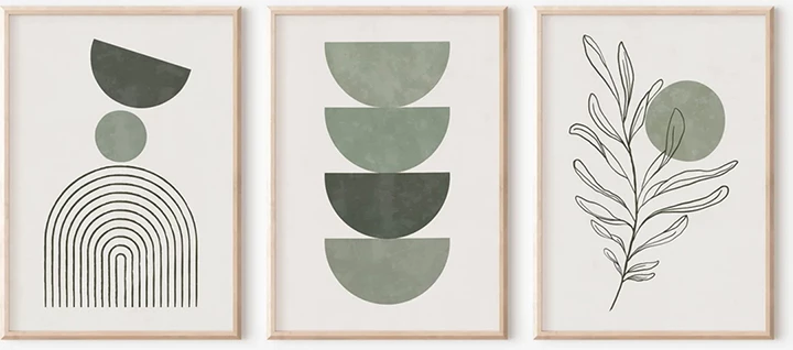 Dekor muri në kornizë Zerifa, triptik me printim digjital, shumëngjyrësh, 33x1.5x48cm