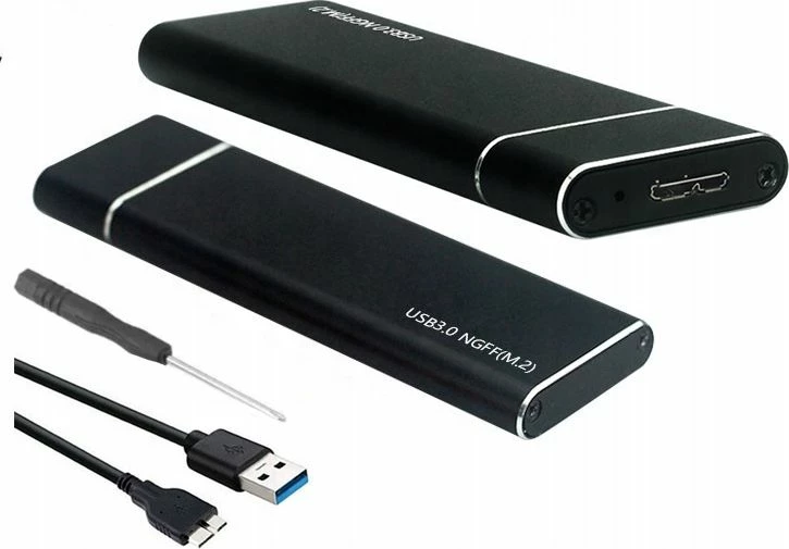 Kasë për SSD M.2 SATA Zenwire M.2 SATA Pocket, USB 3.2 Gen 1, 2230/2242/2260/2280, e zezë, set me kabllo USB dhe vida/kaçavidë