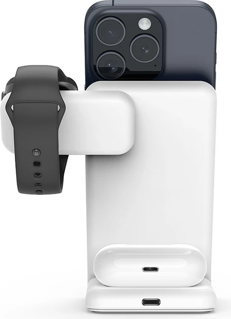 Karikues wireless 3-në-1, 20W CRONG MagSafe për iPhone, Apple Watch, AirPods, Bardhë