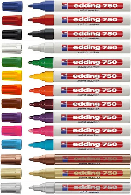 Marker boje edding 750, majë 2–4 mm, paketim 10 copë, argjend