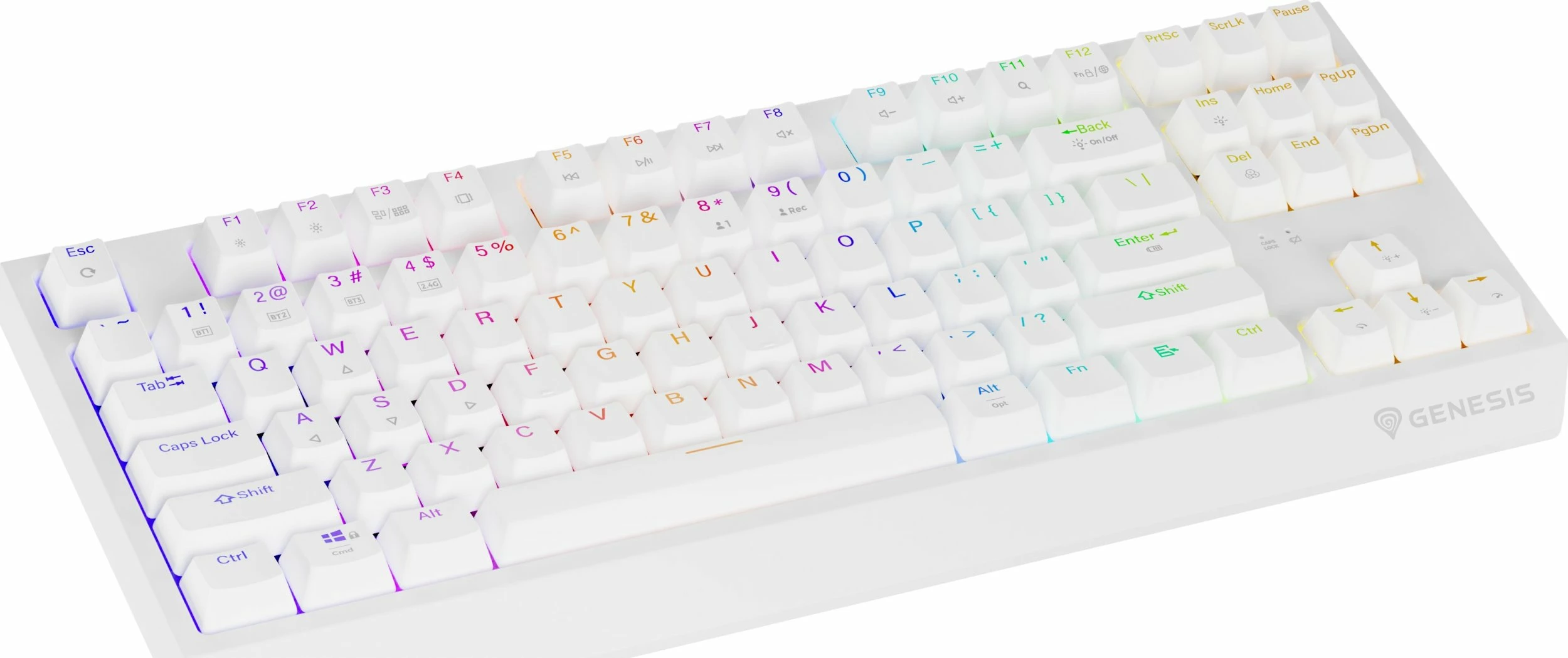 Tastierë gaming mekanike GENESIS Thor 230 TKL Wireless (NKG-2165), Outemu Red, RGB, USB/Bluetooth/2.4GHz, e bardhë