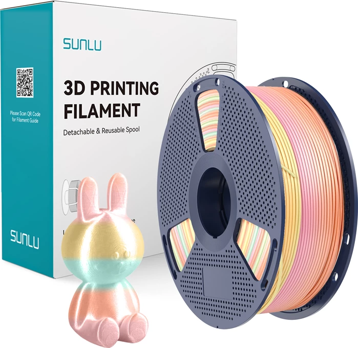 Filament 3D Sunlu PLA+ Silk R 05, 1.75 mm, 1 kg, Rainbow