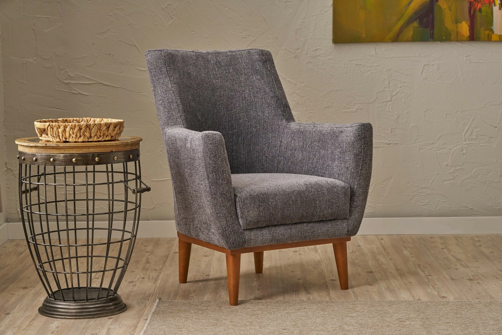 Karrige Wing Atelier del Sofa, Gonca, ngjyrë gri