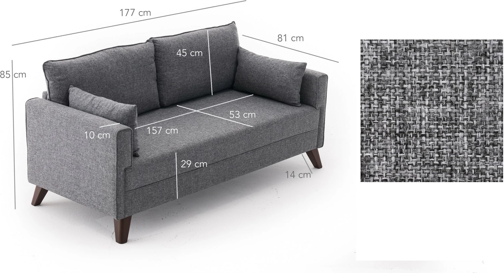 Divan dy ulëse, Atelier del Sofa, Bella, ngjyrë gri