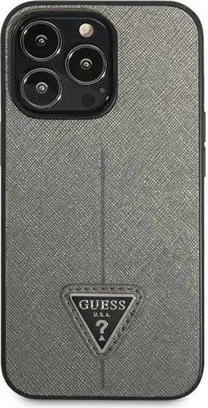 Mbështjellës Guess Saffiano Triangle Logo për iPhone 13 Pro Max 6.7", argjend