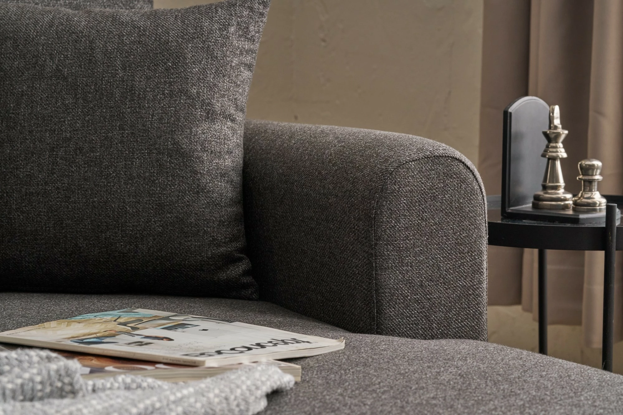 Kënd-sofë krevati Atelier del Sofa, mane djathtas, ngjyrë antracit