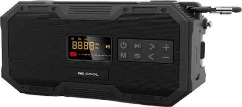 Radio portative BECOOL BC23KR587BT, Bluetooth 5.0, altoparlant 7W, bateri 5000mAh, solar + manivelë, IPX5, e zezë