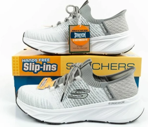 Atlete për meshkuj Skechers, të bardha dhe gri