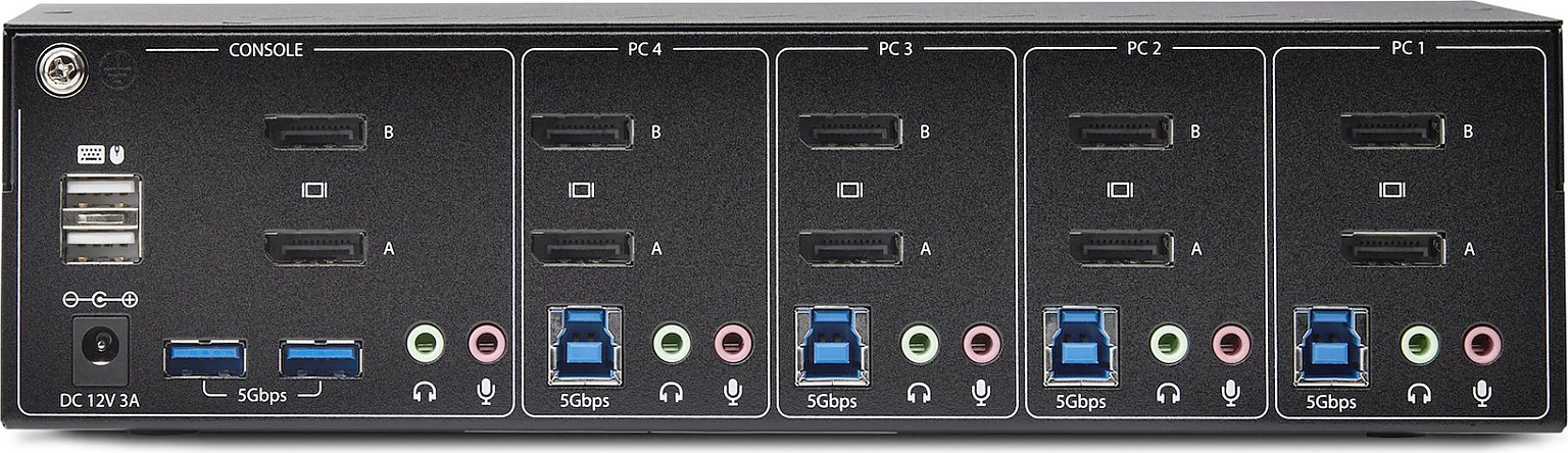 Switch KVM DisplayPort StarTech 4-Port, Dual Monitor, 4K 60Hz, USB 5Gbps, i zi