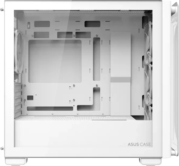 Kasë ASUS A23 PLUS microATX me xham të temperuar, 4 ventilatorë ARGB, mbështet radiator 360 mm dhe GPU 380 mm, e bardhë