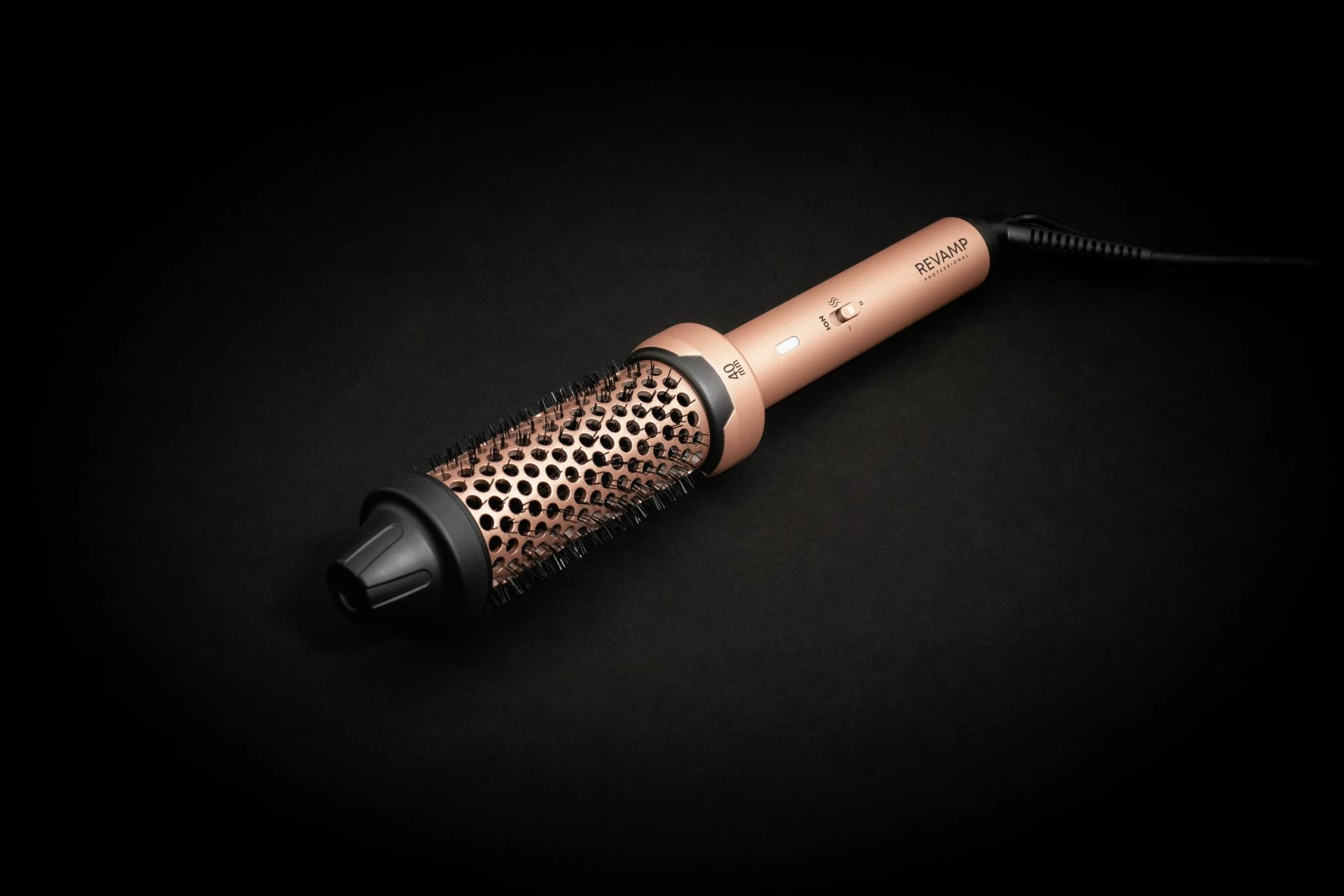 Brushë ngrohëse për stilim flokësh Revamp BR-1400AGD 40 mm ceramic 180°C ionic, rozë ari