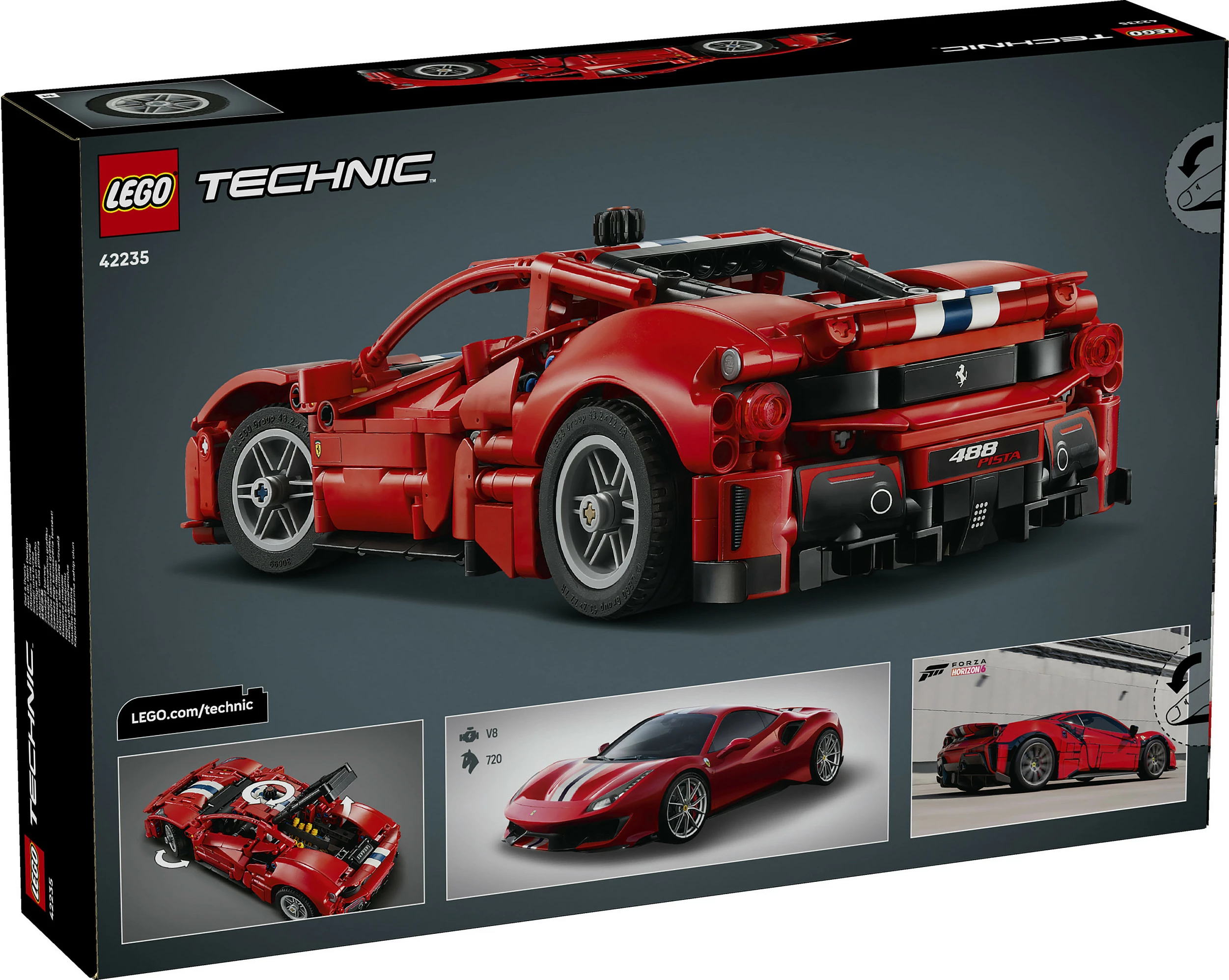 Set ndërtimi LEGO Technic Ferrari 488 Pista 42235, 882 copë, i kuq