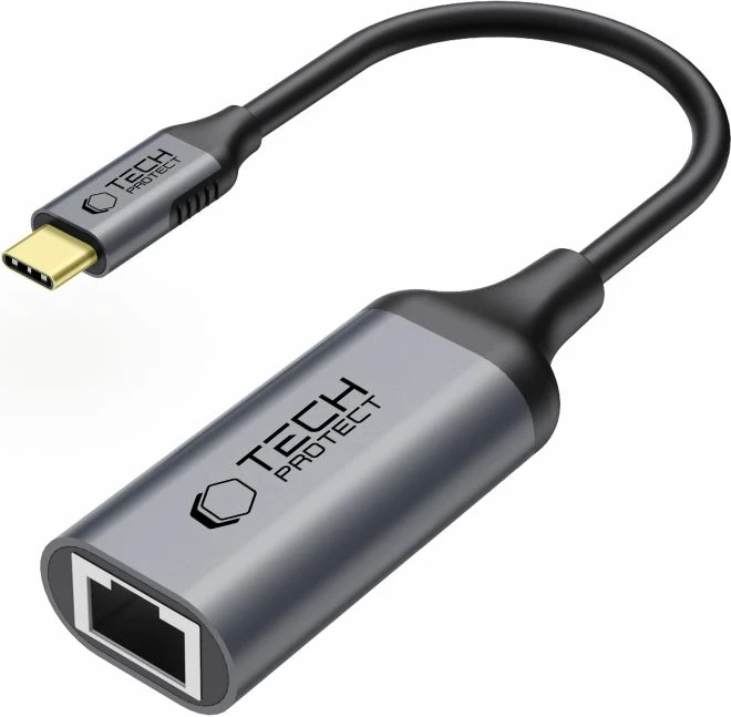 Adapter USB-C në Ethernet Tech-Protect UltraBoost, 1 Gbps, i zi