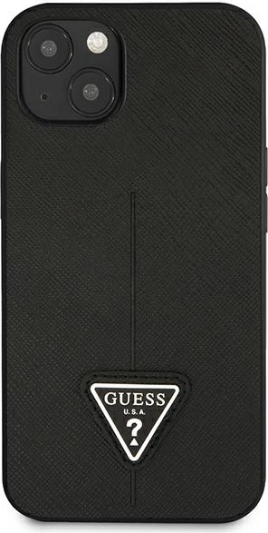 Mbështjellës Guess Saffiano Triangle për iPhone 13 mini, i fortë, i zi