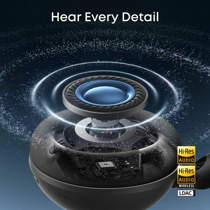 Kufje Bluetooth over-ear ANKER Soundcore Space 2 D1402G11, ANC, Hi-Res/LDAC, 50-70h, të zeza