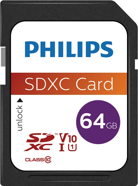 Kartelë SDXC Philips FM64SD55B 64GB Class 10 UHS-I e zezë/bardhë