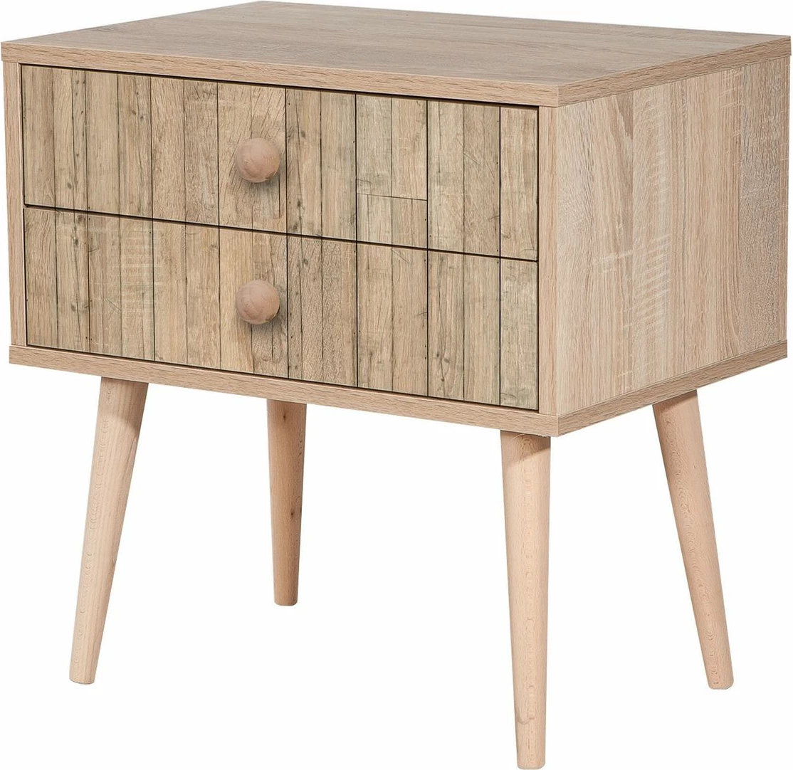 Komodinë Hanah Home, dy sirtarë, 728, ngjyrë lisi Sonoma