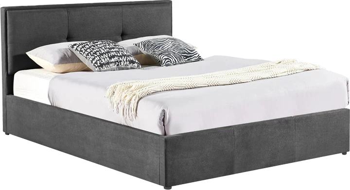 Krevat dopio Sonnie me hapësirë për depo, material stof, ngjyrë gri e errët, 150x200cm