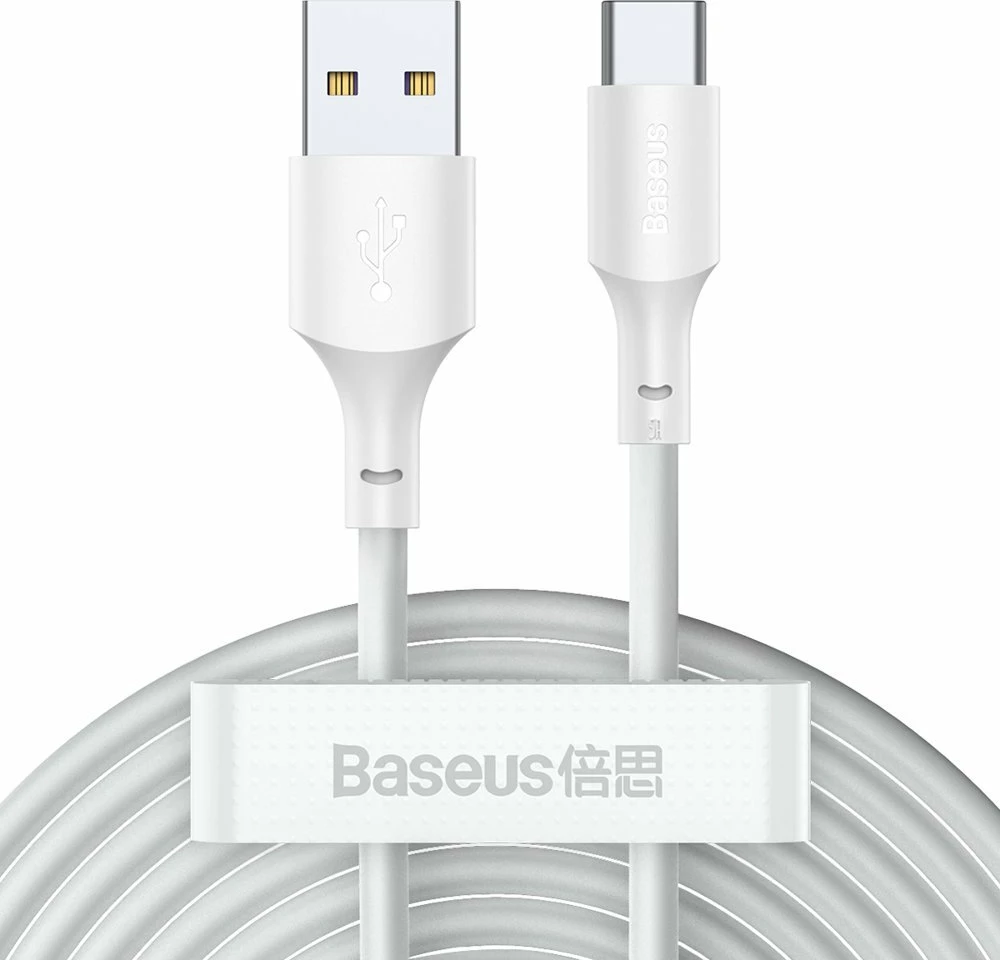 Kabllo USB në USB Type-C Baseus TZCATZJ-02, 1.5m, 40W, Set 2 copë, Bardhë