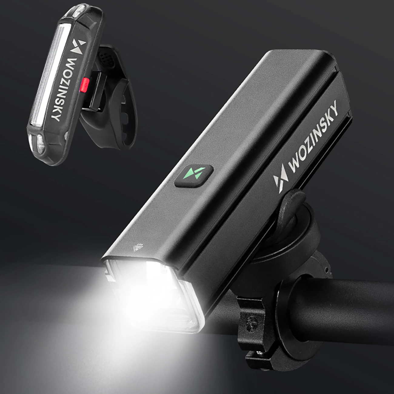 Set drita biçiklete Wozinsky WSBLB3, 1000 lm/100 lm, USB-C, e zezë