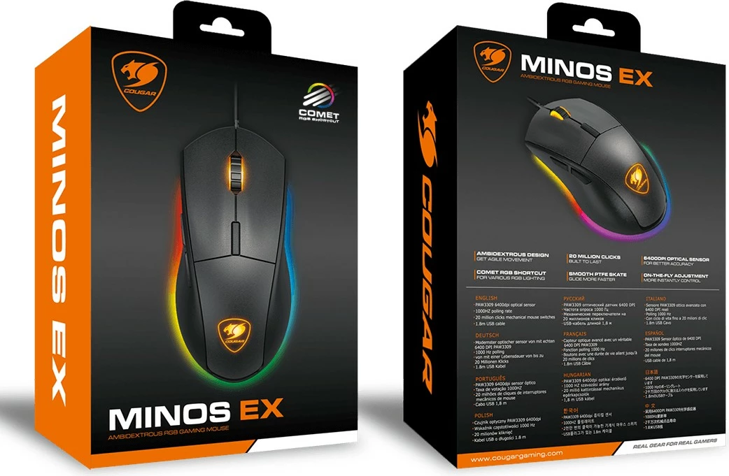 Maus gaming Cougar Minos EX, 6400 DPI, RGB, i zi