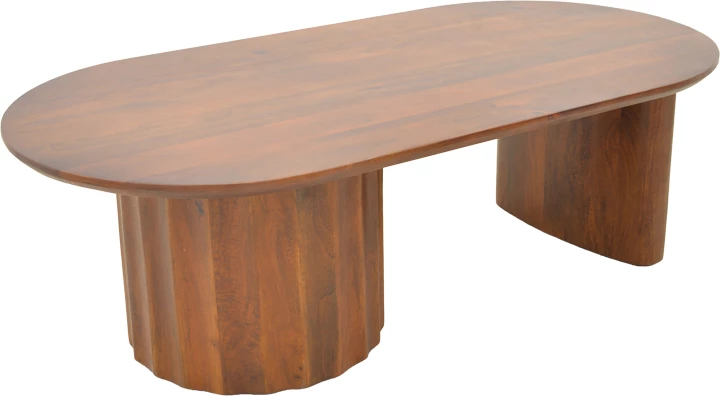 Tavolinë kafeje Flute, dru mango i fortë, ngjyrë arre, 130x65x40cm