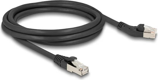 Kabllo rrjeti DeLOCK RJ45 Cat6a S/FTP 2m, 10Gbps, 45° majtas, e zezë