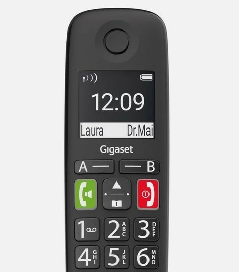 Telefon pa tela Gigaset E290A me sekretar automatik, i zi