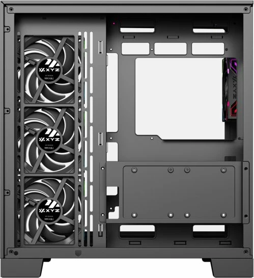 Kasë XYZ PC GEAR Tesseract ARGB X-CS-TESSERACT-B, Midi Tower ATX, 4x ARGB fan, USB-C, xham i temperuar, e zezë