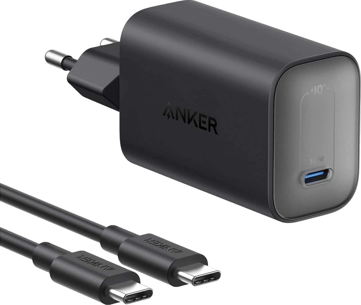 Karikues Anker Nano 100W, USB-C, me kabllo USB-C 1.8m, i zi