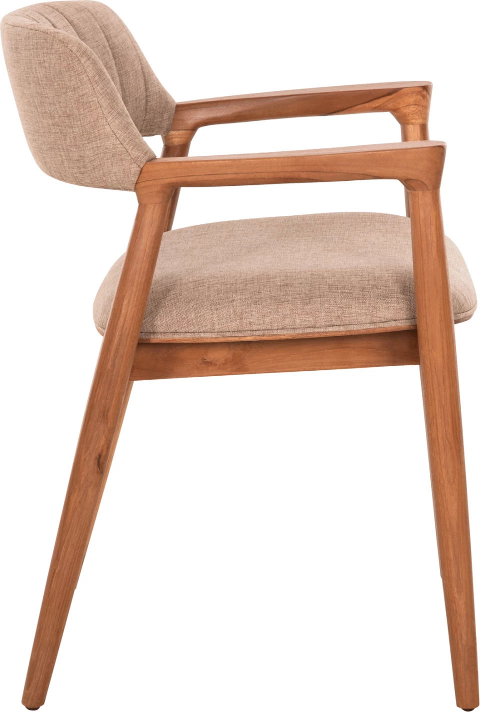 Karrige me krahë JAMES, dru tik natyral, material shampanjë, 57x52x76cm